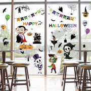 Halloween Fönsterdekoration Klistermärken, PVC Dubbelsidiga Fönsterklistermärken Återanvändbara Klistermärken för Visning av Halloween Dekorationer (9 Ark, 21x29 cm)