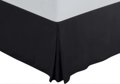 Volangkjol Dubbel-Mjuk Borstad Polyester-Mikrofiber - Plisserad - Passar Under Madrassen & Ner Till Golvet - Sängkappa (Svart)