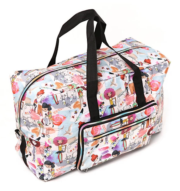 Large Foldable Duffel Tote Bag Carry-on Weekend Overnight Travel Bag Over Luggage with Shoulder Strap Girl girl