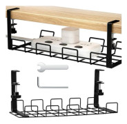 Kabelfördelare, hållare, hylla under bordsskivan för kablar, skrivbordslister, aluminium, 385cm Alogy Black