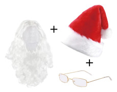 2025 Ny Tomte Skägg Peruk Set Jul Rollspel Set Bästa Julklapp till Vänner Jul Huvudbonad Falskt Skägg