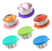 6x Salladsdressingbehållare med lock, små läckagesäkra återanvändbara salladsdressingbehållare för lunchlådor, såsbehållare, picknick