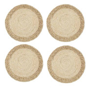 /EA/ Set med 4 handvävda naturliga bordsunderlägg i bomullsjute och vattenhyacint, heminredning i bondgårdsstil för matbord, kök