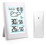 /EA/Blanc Trådlös väderstation, Termometer Hygrometer Barometer Inomhus Utomhus med LE-sensor