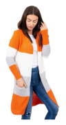 Orange+ecru randig koftatröja
