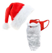 Rolig Skäggig Jultomte Kostym Vuxen Mask och en Julhatt 2025 Jul One Size Mode Jultillbehör, Bästa Julklapparna till Vänner
