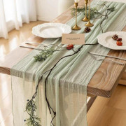 /EA/(Salviagrön) Bordslöpare Ostduk 305 cm 3 m Rustik Boho Ostduk Bordslöpare för Bröllop Baby Shower Bridal Shower Skir Gasväv Mittpunkt