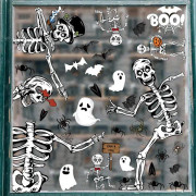 /EA/6 Halloween-skräckskelett elektrostatiska klistermärken kreativa roliga