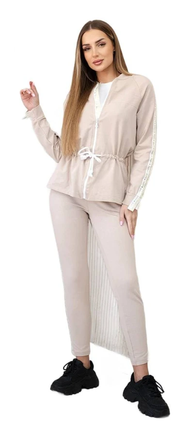 Dambomullsset med rand och muddar, beige