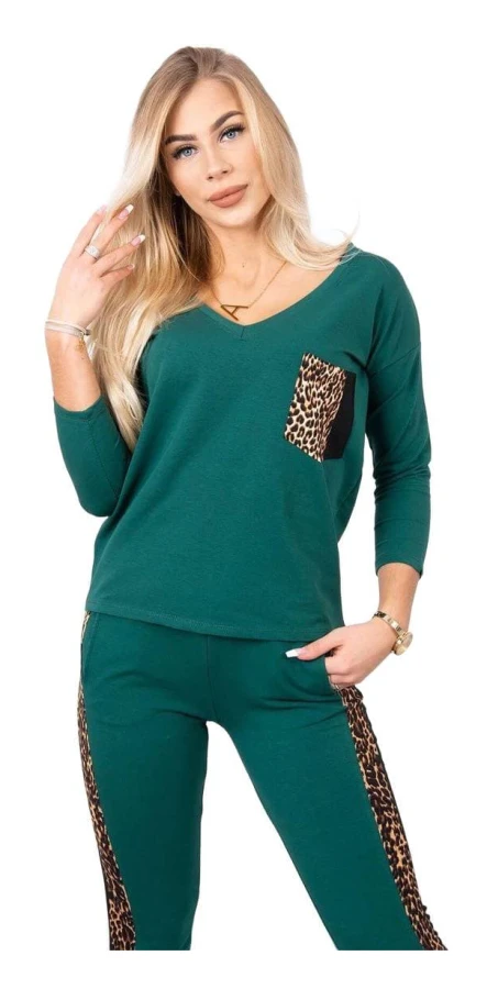 Grönt leopardmönstrat set