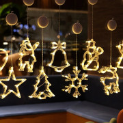 Christmas Window Lights, Hanging Christmas Lights with Suction Cup, Battery Operated Hanging Lamp Decorations for Holiday Store - Deer, AAFGVC
