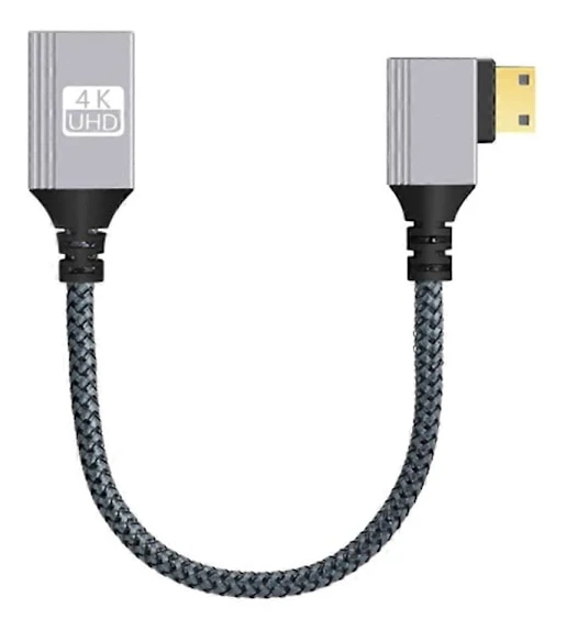 /EA/Typ A 0,2 m rätvinklig mini HDMI hane till HDMI hona adapterkabel HD-videokabel
