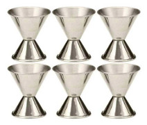 BartendingTools Set, CocktailJiggers 6-pack, rostfritt stål med exakta mått, professionell mixologi för enkel rengöring, elegant finish