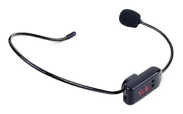 Svart Bärbar FM Trådlös Mikrofon Headset Radio Megafon För Reseledare Undervisning Möte Föreläsning