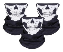 Set med 3 sömlösa ansiktsmasker för motorcykel, cykel, vandring, skidåkning, Halloween (vit och svart)
