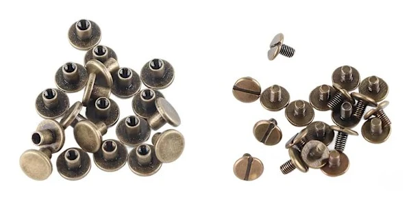 /EA/Koppar Mässing Platt Huvud Skruvar Muttrar Nitar (6.5mm, 20st) för Läder Keps Tillbehör