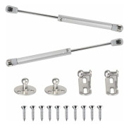 2 st 100N Hydrauliska Gasfjädrar 265mm för Mjuk Öppning av Skåp, Kompatibla med Köksmöbler - Inkluderar Skruvar och Skåpdörrsgångjärn
