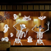 Halloween Fönsterdekorationer Klistermärken Halloween Fönsterskelett Dekorationer Dödskalle Halloween Dekaler för Fönsterglas