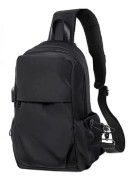Sling Bag för män och kvinnor, lättviktig vattentät crossbody-ryggsäck med USB-laddningsport, högkvalitativ nylon bröstsling bag för vandring
