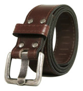 Brunt 35mm jeansbälte i kalvskinn Brown 125 cm (midjemått)