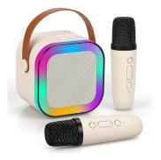 Mini Karaoke-maskin för barn och vuxna, bärbar Bluetooth-karaokehögtalare med 2 trådlösa mikrofoner, perfekt present för flickors födelsedagsfest ...