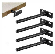 Flytande hyllkonsoler 4-pack kraftigt dolt metallstöd för trävägghyllor svart 128 x 20 x 63 mm