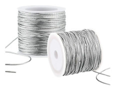 2 Rullar Metalliska Elastiska Snören Stretch Snöre Band Metallisk Glitter