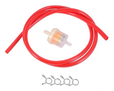 /EA/6mm Bensinfilter + Bränsleslang + 4 Mini-klämmor För Skoter Dirt Bike Röd