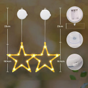LED-stjärnljus för jul, batteridriven, med sugpropp, timer, varmvitt rosa inomhus, för juldekoration, balkong, fest, bröllop (2