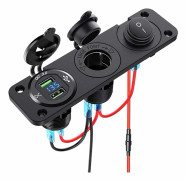 Aluminium Metall 12 Volt USB-uttag, Portabelt 150W Högeffektsuttag med Oberoende Strömbrytare för Bil Båt Motorcykel [GKS]