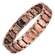 Herr Koppar Armband Bred Magnetisk Terapi Armband För Lindring av Artritsmärta 99,9% Koppar Armband Med Starka Magneter 9\" Länk Justerbara Armband S