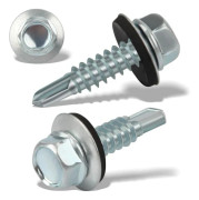/EA/60 st Självborrande metallskruvar 6,3x25mm, rostfria takskruvar med tätningsbricka, sexkantshuvud, silver
