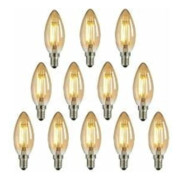 12 st E14 Edison Glödlampa, Nuodi LED Ljusfläkt Antik Amber-FM-