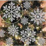 /HH/36-pack Silver Snöflinga Ornament - Plastglitter Snöflingor för Jul och Vinter