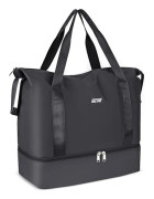 Resväska Duffelbag, 29L Weekendväska med Trolley-fäste, Torr & Våt Separerad Sport Gymväska Vattentät Väska Kabinväska Black