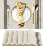 Placemats, Set med 6 Bordsunderlägg Värmebeständiga Fläckbeständiga Halkfria Vävda Vinylisoleringsunderlägg, Tvättbara Hållbara Eleganta Bordsunderlägg