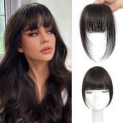 /EA/Clip In Bangs 100% Äkta Hår Clip In Hårförlängningar Clip On Bangs Mörkbrun Clip In Bangs Äkta Hår Falska Bangs För Naturligt Hår