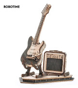 /HH/Rokr Elektrisk Gitarr Modell Present till Barn Vuxen Montering Kreativa Leksaker Byggstenar Set 3d Träpussel Tg605k