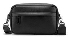 Sling Bag för Kvinnor Män, Vattentät Unisex Sling Bag med Trolley Sleeve, Slitstark PU Läder Crossbody Bag med Flera Fickor, Mångsidig Förvaring