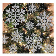 |NN|36-pack Silver Snöflinga Ornament - Plastglitter Snöflingor för Jul och Vinter