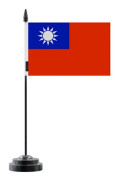 Bordflagg - Taiwan - 14 x 21 cm - Polyester - Plaststang - Tryck Framsidan/Baksidan Flerfärgad