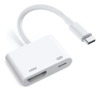 Lollanda Type-C till HDMI Converter / Adapter, HDMI dongel, 4K, Plug & play, Kompatibel med iPhone, Android, MacBook, Stabil anslutning, Vit