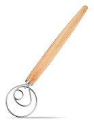 Danska degvisp Stor Handmixer Stor 33cm Rostfritt Stål och Trä Dansk Visp Holländsk Stil Artisan Mixer för Bröd,Deg,Tårta,Bakverk,etc.