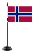 Bordflagga - Svalbard och Jan Mayen - 14 x 21 cm - Polyester - Plastisk stång - Flerfärgad Flerfärgad
