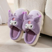 Cinnamoroll & Kuromi Plyschtofflor Halkfria Mysiga Vintertofflor för Flickor[JUN] kuromi_yux kuromi 35-36(innersula21.5cm)