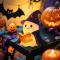 Halloween Spöklampa med Bok – Handgjord LED Nattlampa i 3D Resin, Söt Magisk Spökläsare för Hem & Bokälskare Dekor