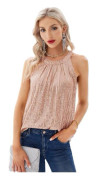 Paljetttopp för dam, ärmlös, rosa Pink