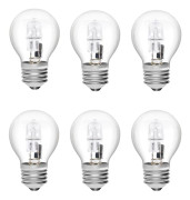 E27 Halogenlampor 28W G45 Glas Dimbar Varmvit 2700K Golfbollsformad Lampa Edison Skruv Lampa Klar Skärm för Ljuskrona (6-pack)