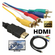 HDMI till RCA Konverteringskabel, Komposit Ljud- och Videokabel Låg Förlust Högpresterande Skärmning, Stöder 480i till 1080p Upplösning med Guldplätering