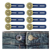 Bältesförlängare, knappförlängare, set med 8 st, silikonknappsförlängare för byxor upp till 50 mm, infällbara knappar, justerbara midjeförlängare för jeans A